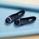 Autumn Women Soft ballet Flat Shoes PU Leather Square Buckle Womens Foldable Loafers Woman Green