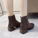 Breakj Boots Women's Autumn 2025 British Style Coarse And Retro Short Boots Before The Zipper Boots Children Retro Style