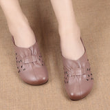 Breakj Women 2023 Spring And Autumn New Retro Soft Base Shallow Flat Bottom Anti-Slip Middle-Grade Mother Large Leather