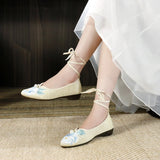Breakj Flat Shoes Women Etiquette Pointed Shallow Single Shoes Formal Dress Work Shoes Fashion Embroidered Single