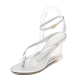 Breakj High Heels Female Summer New Korean Version Of Versatile Summer Women's Shoes A Word Buckle Simple Wedge Sandals