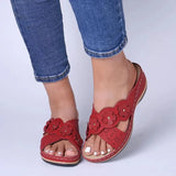 Roman Shoes Flat Retro Women's Sandals Beach Wedge Ladies Sweet Flower Sandals Solid Color Durable Soulier Sandalias