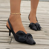 Breakj Heel Sandals Women 2024 Summer Pointed Fashion Bow Baotou Back Empty Thin Heel Fashion Women's