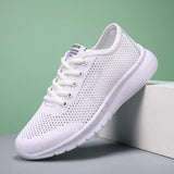Women Sneakers 2021 Breathable Mesh Light Lace Up Flat Casual Sport Running Shoes Woman Purple Pink White Tennis