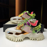 Casual Fashion Chunky Sneakers Designer Woman Breathable Running Shoes Fashion Flats Platform Ladies Casual Lace Up