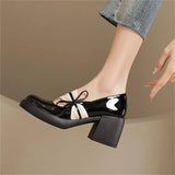 Women 2024 Spring And Autumn New British Wind Mary Jane Women's Shoes Bow Thick With Gentle Shallow Single Shoes