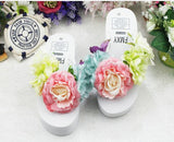 Flowers Woman Beach Flip Flops Summer Style Slides Resistant Slippers Platform Shoes Woman Hit Color Wedges