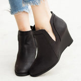 Pointed Toe Booties Winter Women Leopard Ankle Boots Footwear Platform High Heels Wedges Shoes Woman Bota