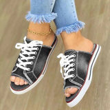 Breakj Big Goods Have Come Out Of The New 2023 Summer Canvas Korean Version Of Women's Cool Drag One-Word Drag Heel Sandals Denim