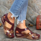 Women's Sandals Wedge Buckle Strap Sandals Female Retro Casual Sewing Women Shoes Flats Platform Retro Sandalias Plus