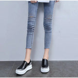 Women Slip on Loafers Ladies Sewing Platform Vulcanized Shoes Woman PU Leather Fashion Casual Footwear Female Comfort Shoe