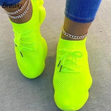 Sneakers Women's Mesh Flats Shoes Woman Lace Up Breathable Casual Female Shoe Comfort Candy Color Solid Ladies Plus