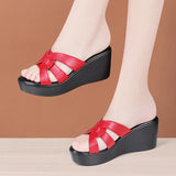 Heel Sandals Summer 2024 New Muffin Bottom Fish Mouth Sandals Large-Size Fashionable