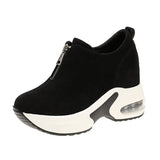 Sneakers Women Thick Bottom Wedges Vulcanized Shoes High Heels Ladies Spring Footwear Suede Leather Female Shoes