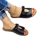Breakj Version Solid Color Bow Flat Slippers Women's Casual Fashion Slippers Women's Home