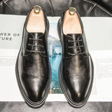 Breakj Men's Shoes Spring Autumn New Men's Casual Shoes Korean Fashion Trend Single Shoes Lace Breathable Leather Shoes Men