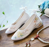 Breakj Shoe Net Shoe Sandals Bag Root Embroidered Cloth Shoes Low Heel Women's Shoes 2023 New National Wind New