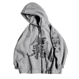 Velvet Hooded Chinese Characters Plush Winter Loose Couple Zipper Hip Hop Harajuku Streetwear Cotton Hoodie