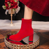 Red Boots Woman Shoes Wedding Bride Elegant Boot and Ankle Boots for Women Chunky Fashion Luxury Fashion High Heels on