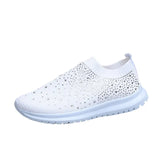 Vulcanized Shoes Sneakers Women Knit Loafer Bling Tenis Feminino Slip on Female Flat Crystal Casual Shoes zapatillas