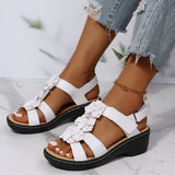 Breakj 2025 New Hollow Slope And Fish Mouth Flowers Leisure Comfortable Large Size Sandals
