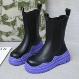 White Chelsea Boots Women 2021 Autumn Fashion PU Leather Punk Gothic Shoes Female Platform Short Combat Ankle Boots