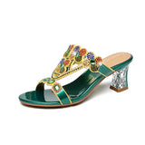 Slippers Women Wear Fashionable Water Drill Sandals Summer New Open-Toed Sandals Low-Heeled