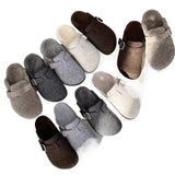 Breakj Tou Half-Drag Shoes 2024 New Gray Felt Suede And Cotton Slippers Muller