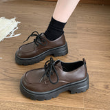 Head Small Leather Shoes Female College Wind Jk Uniform Shoes A Word Button Soft Sister Mary Jane Single Shoes Black