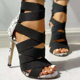 Breakj Women's High Heel 2023 New Fashion Fine Sexy Fish Mouth Sandals Fashion Fine Heel Tight