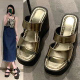 Breakj And Loose Cake Thick Bottom Slippers Women Summer Wear High And Cool Drag 2025 New Word Slippers