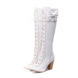 Breakj High Boots Plus Size Front Strap Thick Heel Women's Boots