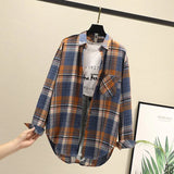 Blouses Shirts Tunic Womens Tops 2020 Long Sleeve Clothing Button Up Down Plaid New Fashion Autumn Turn-down Collar
