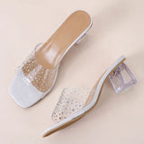 High-heeled Slippers Women 2023 Summer New Crystal Heel Hot Drill Outer Wear Comfortable Shallow Mouth Women's