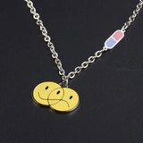 Ins Fashion Smile Capsule Design Hip-hop Dance Titanium Steel Chain Daily Casual Street Style Metal