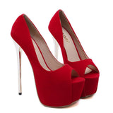 Sandals High Feeling Large-Size Shallow Mouth Waterproof Platform Hates Sky High And Thin Heels Red Fish Mouth High