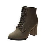 Women Shoes Sexy Ankle Boots Zipper Short Boots High-heel Fashion Pointed Square Heel Europe Shoes Woman Plus Size