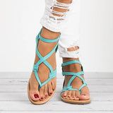 Sandals Soft Bottom Flat Sandals Pu Leather Summer Shoes Women Casual Gladiator Sandals Plus Size 43 Beach Shoes
