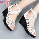 2021 Rhinestone Women Sandals Platform Wedges High heels Sandals Fashion Hollow Out Open toe Summer Women