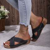 Spring And Summer New Sandals Slippers Cross Slope Heels, Thick Soles, Simple Casual