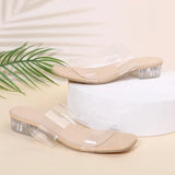 Fashion Summer Women Sandals Shoes Luxury Beach Ladies Clear Sandal Comfortable High Heels Woman Transparent Medium Heel