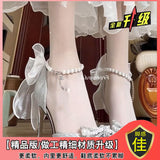 Breakj Adult Lily Net Bow Bow High Heels Women With Pearl Fine Sandals Female Beautiful Princess Wedding