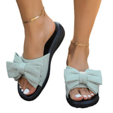 Breakj Summer New Korean Version Of The Bow Flat-Bottom Slippers Women Wearing Toe-Word Drag Fashion Beach Cool