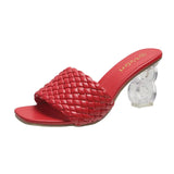 Breakj Size With Slippers Female 2023 Spring / Summer New Knitting Fashion Square Head Net Red Tide Thick With Cool