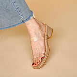 Summer Transparent Thick Middle Heel Sandals for Women Outer Wear Fashion Flip Flops Slip on Sandalias Mujer Casual
