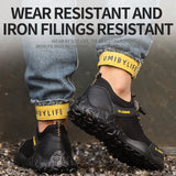 Summer Men Working Safety Shoes Steel Toecap Outdoor Fashion Work Boot Puncture-Proof Non Slip Sneakers Free