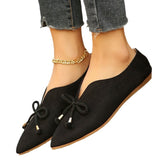 Women's Shallow Large-Size Flat-Soled Women's Shoes New Soft Soles Comfortable Bow Tip Korean Version Of Low-Helper