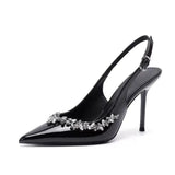 Breakj Spring New Fairy French Temperament Single Shoes Black Patent Leather Sandals Women High Heels Fine Tip