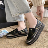 Size Casual Shoes For Women In Spring 2023 New Love Shoes With Thick And Flat Rivets And Fashionable Women's