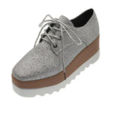 design thick-soled women's sports shoes fashion star mirror leather women's casual shoes runway brand wooden sole